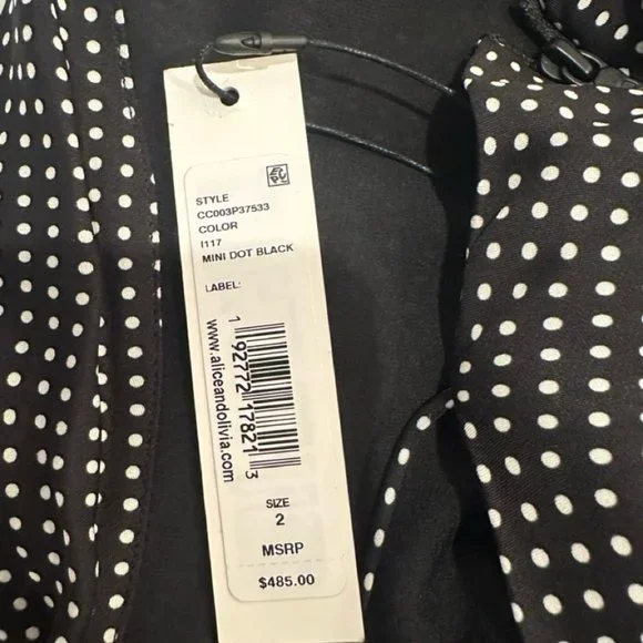 NWT Alice + Olivia Mini Dot Black Dress (Size 2) - Picture 4 of 5